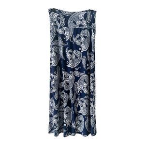 Azules Womens Navy White Paisley Stretch Made In USA Maxi Skirt Size Large